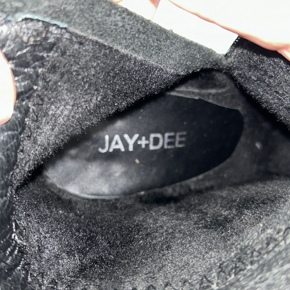 Jay & Dee Black Leather Boots Size 8.5 - Picture 5 of 11